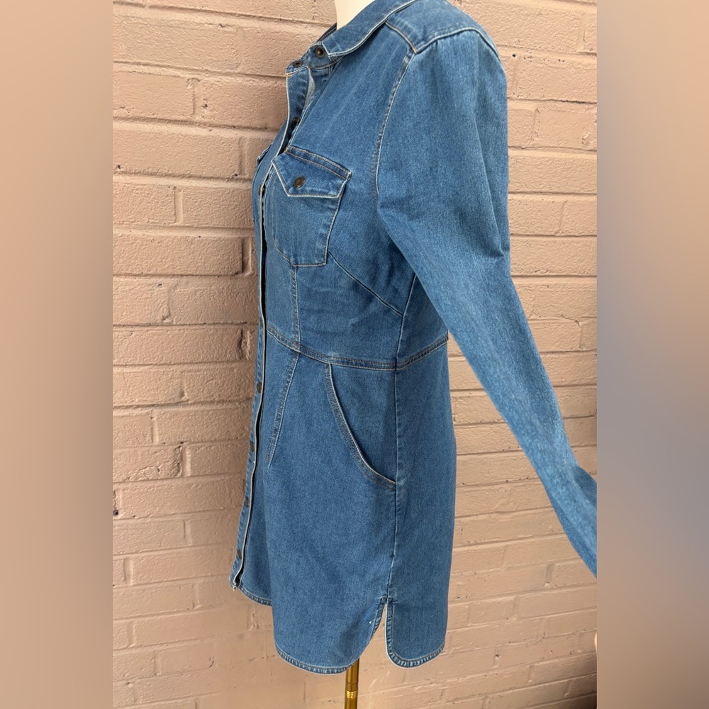 Free People  snap button denim shirt dress  M - Picture 11 of 14